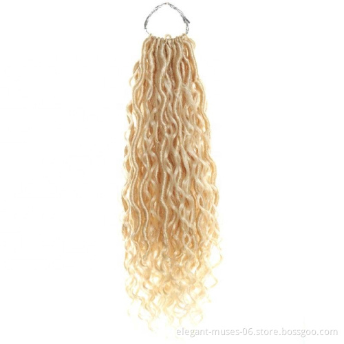 Ombre color 14 18 inch curly faux locs crochet hair extensions river locs crochet goddess faux locs braid